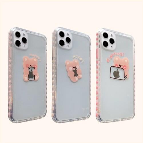 Case for iphone 11 11pro Max lovely cartoon bear case for iphone 12 12Pro Max X Xs Max XR SE2020 7 8 Plus Protective cover