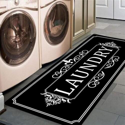 Black Durable Washhouse Non-Slip Doormat Farmhouse Laundry Room Runner Rug Decor Carpets for Bed Room Large Tapetes