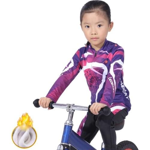 Kids Cycling Jersey Set Winter Thermal Fleece Children Bike Clothing Boys Girls Bicycle Sportswear Baby Riding Suit Keep Warm
