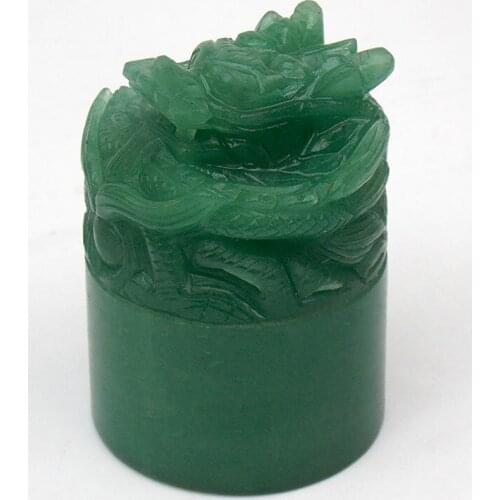 Ancient China cylinder Royal Jade Seal Aventurine Green Jade Dragon signet Baoyin Wealth-absorbing Dragon Decoration Gift