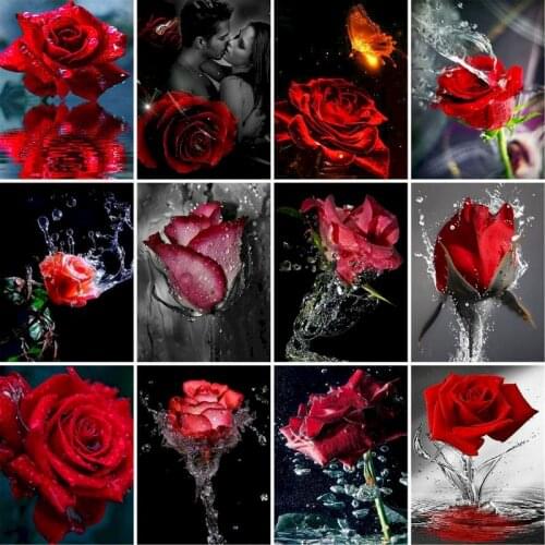 GATYZTORY DIY Painting By Numbers Rose Flowers HandPainted Oil Painting Drawing On Canvas Adults Child Kill Time Home Decor