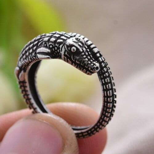 Hot Sell 100% 925 Sterling Silver Fashion Crocodile Animal Unisex Ring Jewelry Cheap Gift For Birthday Drop Shipping