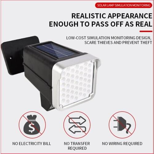 45/54LED Human Body Induction Waterproof Solar Wall Lamp Simulation Monitor Remote Control Garden Light With Remote Controller