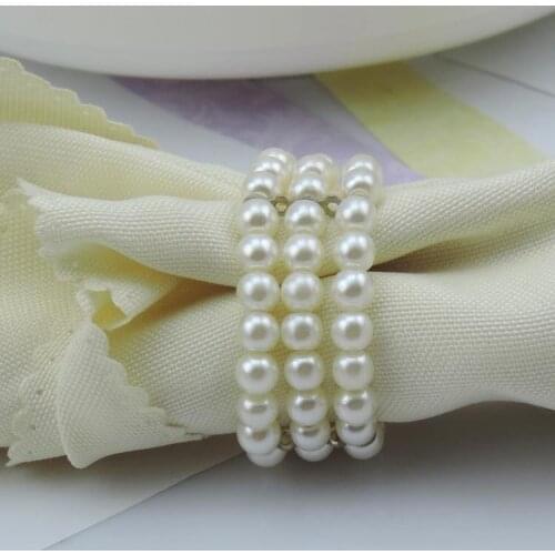 Quality White Pearls Napkin Rings Hotel Wedding party Accessories Table Decorations supplies Luxury Wedding Napkin Rings