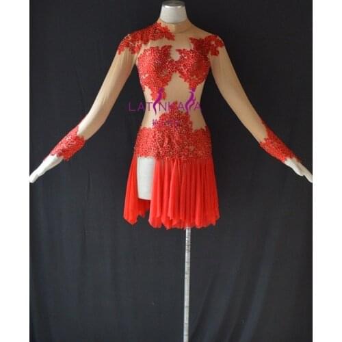 KAKA-NL1515,Women Dance Wear,Pear Beading Latin Dress,Salsa Dress Tango Samba Rumba Chacha Dress,women dance dress