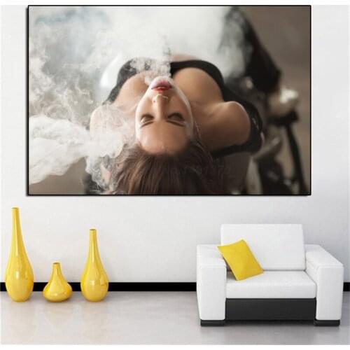Sexy Girl Smoking Nordic Style Wall Art Canvas Painting Oil Print Poster Picture For Living Room Home Decoration