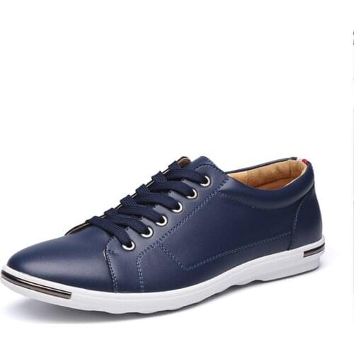 Mens Casual Shoes PU Leather Red Spring Male Footwear Loafers Soft Bottom Lace Up Driving Outdoor Big Size 38-48 Mens Shoes