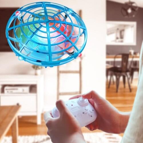 HGRC Mini RC UFO Drone With LED Light Gesture Sensing Electric Flying Quadcopter Anti-collision Induction Dron Toys for children