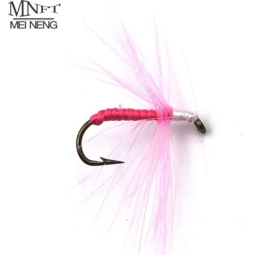 MNFT 10PCS 12# Pink Worm Larvae Fly For Trout Fishing Lure