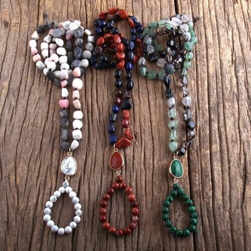 RH Fashion Boho Jewelry Random Shape Natural Stones Semi Precious Drop Necklaces Women Bohemia Necklace Gift Dropship