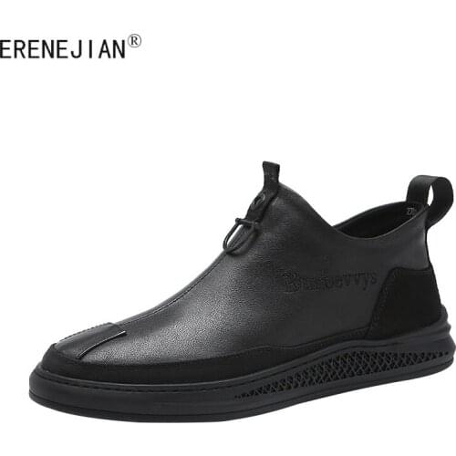 ERENEJIAN Mens Genuine Leather Chelsea Boots Male Slip On Ankle Botas Shoes Fashion Footwear