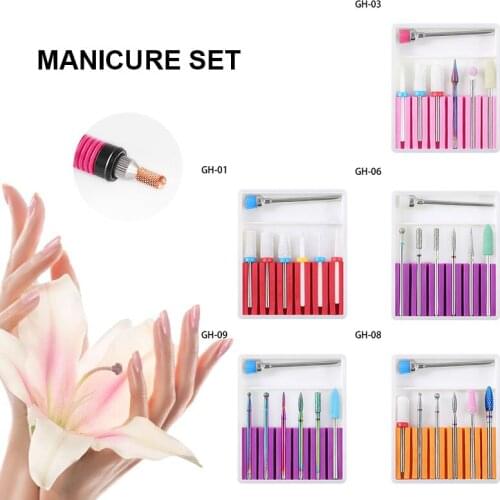 Nail Drill Bits Set Tungsten Steel Alloy Replacement Nail Polish Head Manicure High Hardness Nails Accesorios Tool -VL16