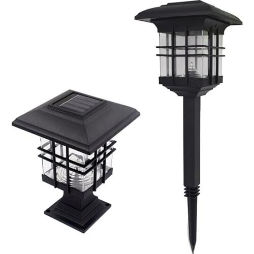 Solar column head lamp outdoor waterproof decorative wall lamp garden column head lawn lamp wall head lamp