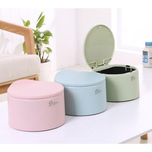 Desktop Trash Can Pressing Trash Bin Office Table Wastebasket Mini Round Rubbish Bin Home Car Small Garbage Storage Bucket Bins