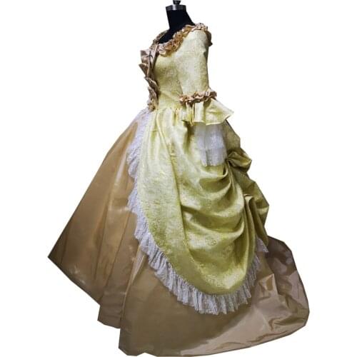 2020 New gold Vintage costumes 18th Duchess Retro medieval Renaissance Reenactment Theatre Civil war Victorian dress D-391