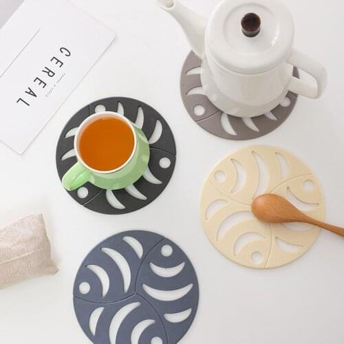 16cm Round Pot Pad Heat Resistant Hollow Holder Non-Slip Rubber Soup Bowl Mat Tableware Placemat Drink Coaster Kitchen Supplies