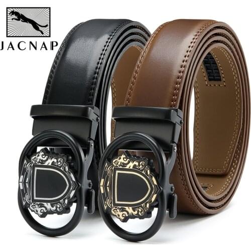 JACNAIP Mens Belt Male Genuine Leather Belts luxurious Automatic Buckle Cow Leather Belt for men 3.5cm Width мужские ремни