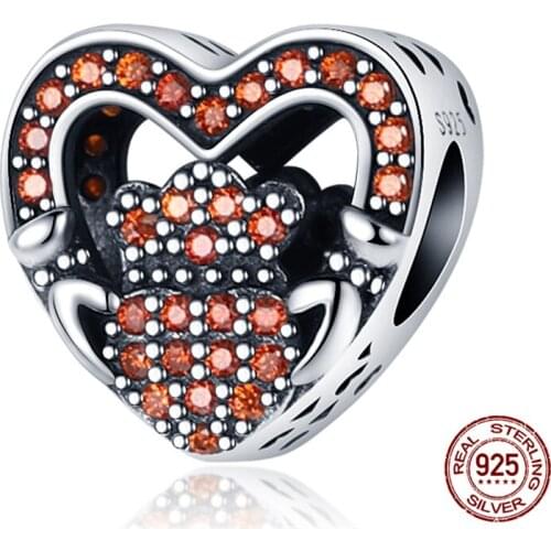 Heart-Shaped With Bricks Bead&Charm 100% 925 Sterling Silver Fit 3mm Bracelet&Bangle Making Fashion DIY Jewelry For Women