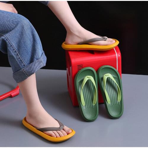 Flip flop womens summer slippers mens home cool slippers anti slip clip feet feel dung wear slippers beach shoes