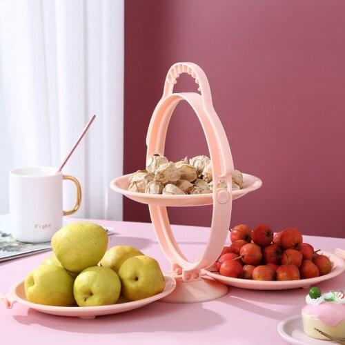 Foldable 3-ply Fruit Plate Candy Dish Living Room Home 2 Layer Fruit Bowl Snack Cake Dessert Display Stand