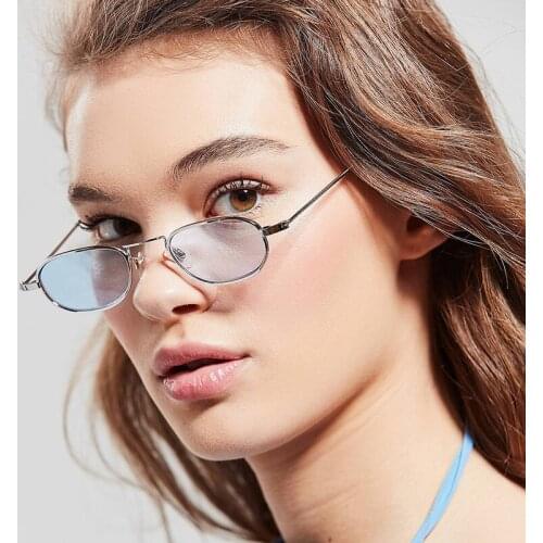 2021 Retro Small Oval Sunglasses Women Vintage Brand Shades Black Red Metal Color Sun Glasses For Female Fashion Designer UV400