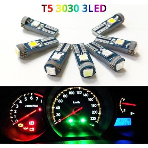 T5 W3W W1.2W 18 37 70 73 74 canbus Auto Lamp 3SMD 3030 LED Car Dashboard warming indicator Wedge Light Instrument Bulb no error