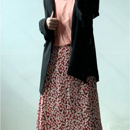 Skirts Womens Elegant Floral A-line Leisure Temperament Sweet Stylish Summer All-match Daily Chiffon High Waist Korean Version