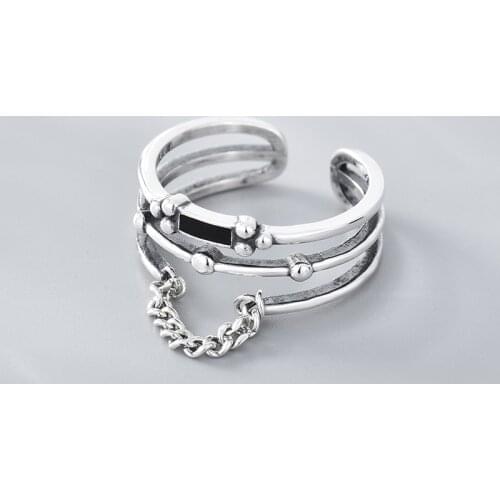 Luxury Double Ring Simplicity Vintage Wave 925 Sterling Silver Open Adjustable Gap Rings For Women Fashion Punk Style Ornaments