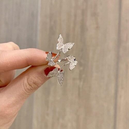 2021 Korea New Fashion Butterfly Opening Rings Simple Temperament Versatile Ring Female Banquet Elegant Jewelry