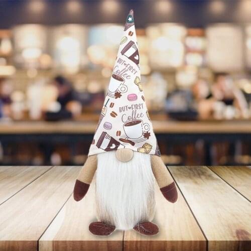 1 Pc Coffee Gnome Plaid Swedish Tomte Gnome Plush Doll Coffee Bar Decoration Gift Home Decor