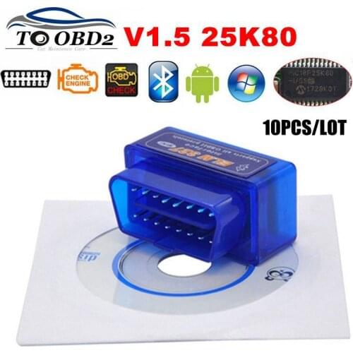 10PCS/LOT 2PCB PIC18F25K80 Firmware 1.5 ELM327 V1.5 OBD2 Bluetooth Diagnostic Interface ELM 327 V1.5 Hardware Support More Car
