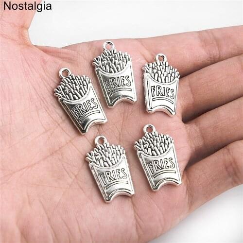 Nostalgia 10Pcs Fries Food Charms Earrings Jewelery Making Vegan Pendant 15*25MM