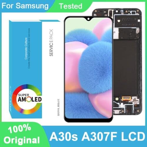 100% Original 6.4'' Super AMOLED Display For Samsung A30s A307F A307 A307FN LCD Touch Screen Digitizer Assembly Repair Parts