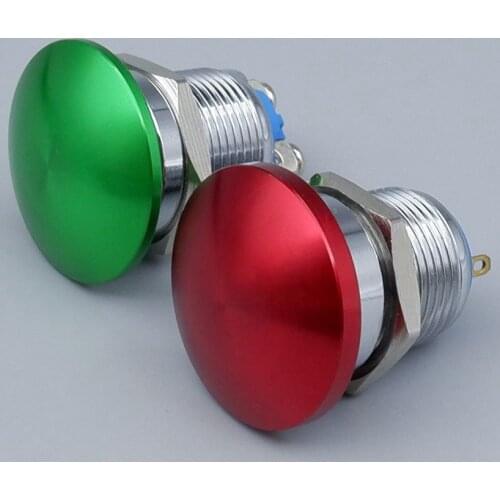 16mm 19mm 22mm Push Button Switch Momentary without Fixation Metal Aluminum Mushroom Head Switch Car Press Button Big Red Green