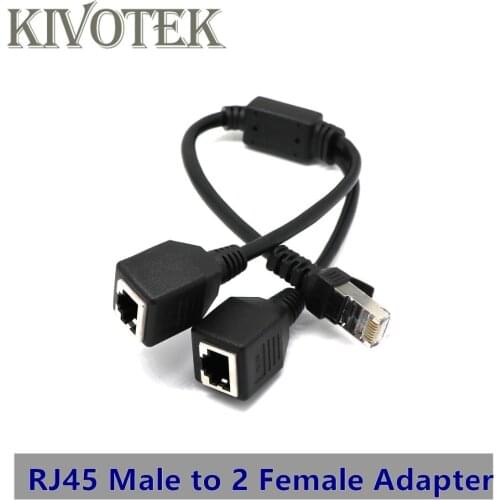 2PCS RJ45 Male to 2 Female Converter Adapter Ethernet LAN Network Connector Extension Spliter Cable For PCTV Internet Free Ship