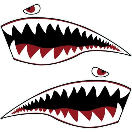 2pcs Waterproof Kayak Sticker Shark Mouth Teeth Decals for Inflatable Boat Canoe Kayak Car