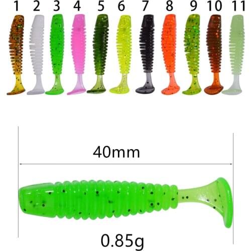 20pcs lot 40mm 0.85g T tail soft Fishing lures worm Winter Ice Pike Carp Realistic Fake bait Sea Boat Catfish fish