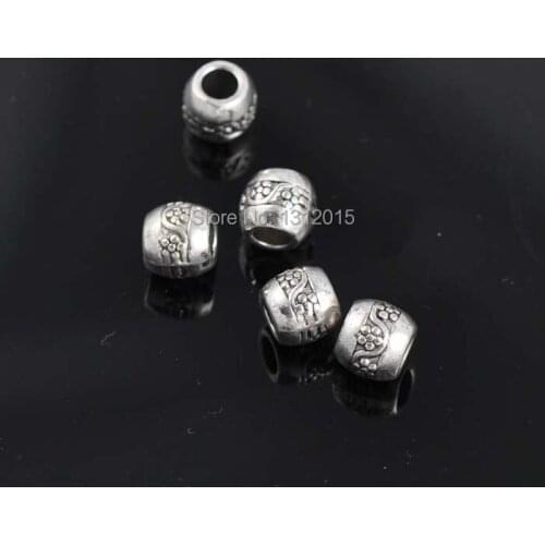 Free Shipping!DIY 30PCs Antique Silver Metal Alloy Spacers Charm Beads Fit Bracelet 9x8mm YTC0028