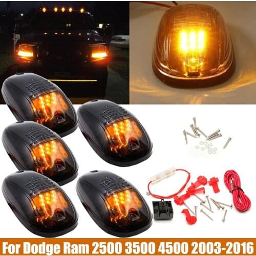 5 Pcs/Set Truck SUV 12LED Smoked Cab Roof Marker Light Running Clearance Warm Light Amber For Dodge Ram Black Smoked Lens Lamps