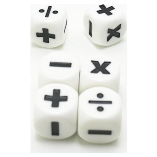 6Pcs/set 16mm D6 Addition and Subtraction Symbol Dice Operation Baby Teaching Assistant Props Multiplication and division Dices