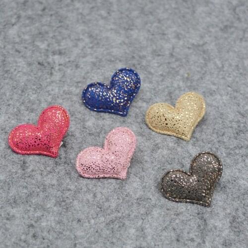 60pcs/lot 3.8*3cm Heart Padded Appliques for Children Headwear Hair clip Accessories and Garment Accessories