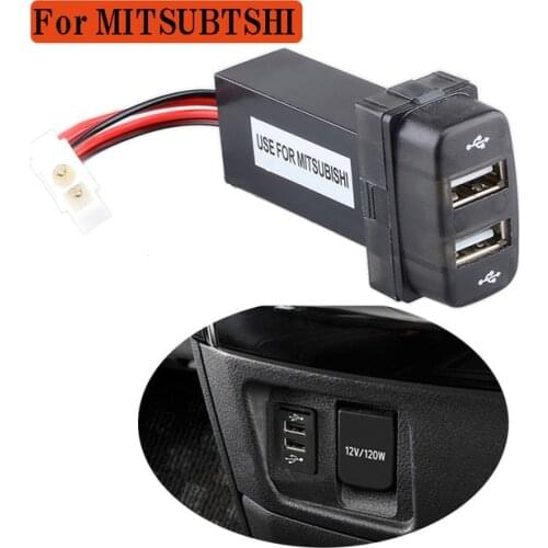 Dual USB Car Charger Power Adapter For Fuse Cell Phone Charger 2 Port Socket Car Styling Dashboard For Mitsubishi