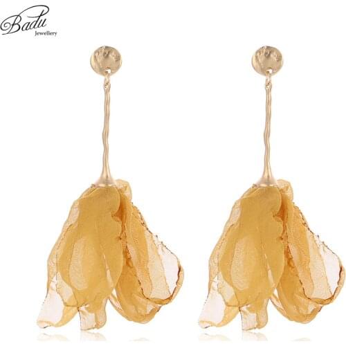 Badu Bohemian Dangle Drop Flower Earrings Yellow Yarn Pendant Long Earrings for Women Holiday Jewelry Gift for Girls Wholesale