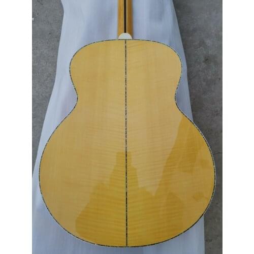 Free shipping custom made AAAA all solid wood 1957 custom shop Jumbo acoustic guitar amber color solid flame maple guitar