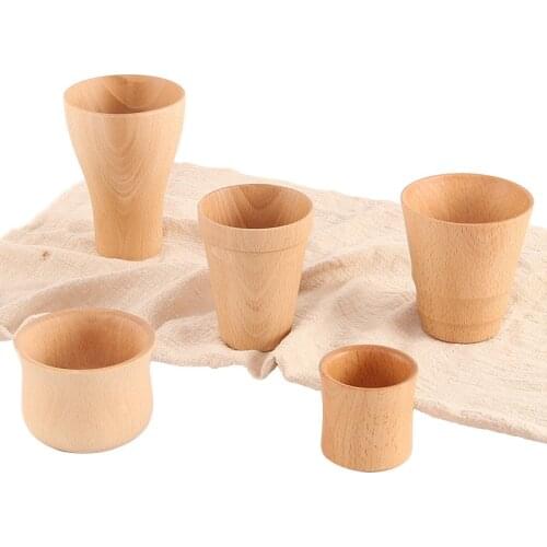 Japanese Style Natural Wooden Cup Reusable Environmental Protection Tea Coffee Milk Wine Cup teacups Heat Insulation Water Cup
