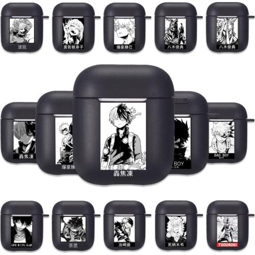 Japan Anime My Hero Academia Figures Black Airpods Case for Funda Airpods 2/1 Cover Boku No Hero Academia Soft TPU Case Coque