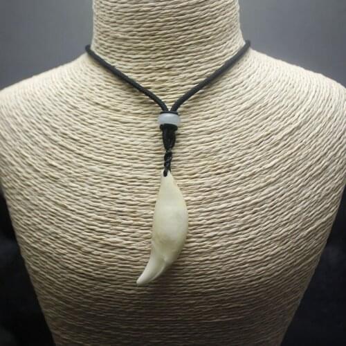 Man Brave Wolf Tooth Necklace Pendant Choker Ethnic style Big Size Tooth Wild accessories Fashion Jewelry