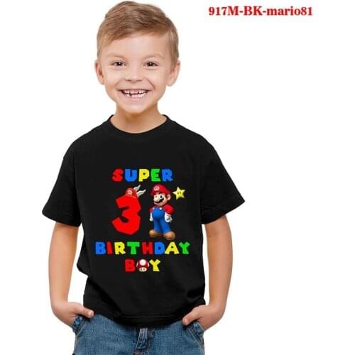 Mario Children Clothes Short Sleeve T-shirt Cartoon Super Mario Bros Anime Figures Boys Tops Summer T-shirt Kawaii Clothing Top
