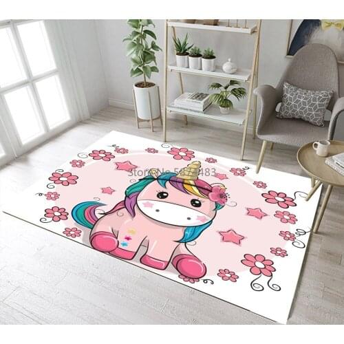Kids Unicorn Stars Flowers Rugs And Carpets For Baby Home Living Room Large Bedroom Parlor Hallway kitchen Door Floor Bath Mats