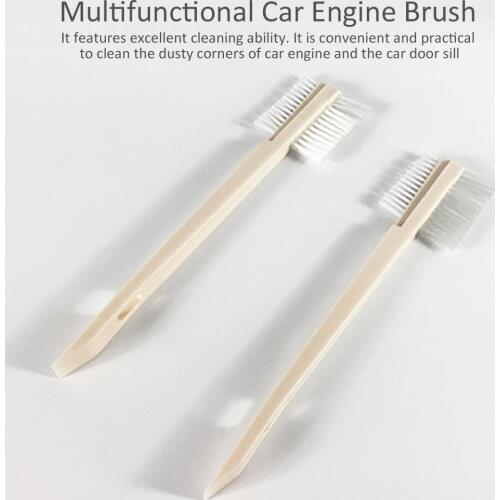 19cm Double-sided Brush Long Handle Wheel Steel Ring Tire Brush Automobile Engine Door Window Cleaning Tools Accessories